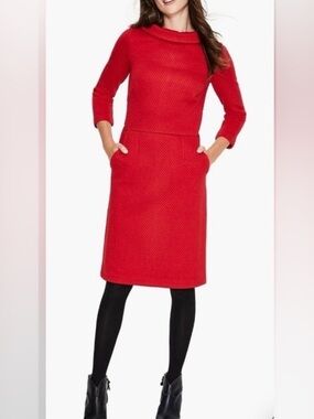 Boden Red Textured Ponte Dress